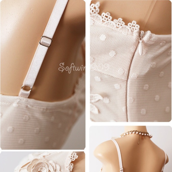 Last☝️3D Rose Lace Mesh Polka Dots Long Maxi Dress - Picture 6 of 8